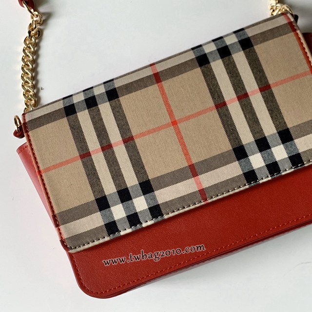 Burberry專門店新款Vintage格紋拼皮革錢夾 巴寶莉單肩斜挎女包 yxb1075